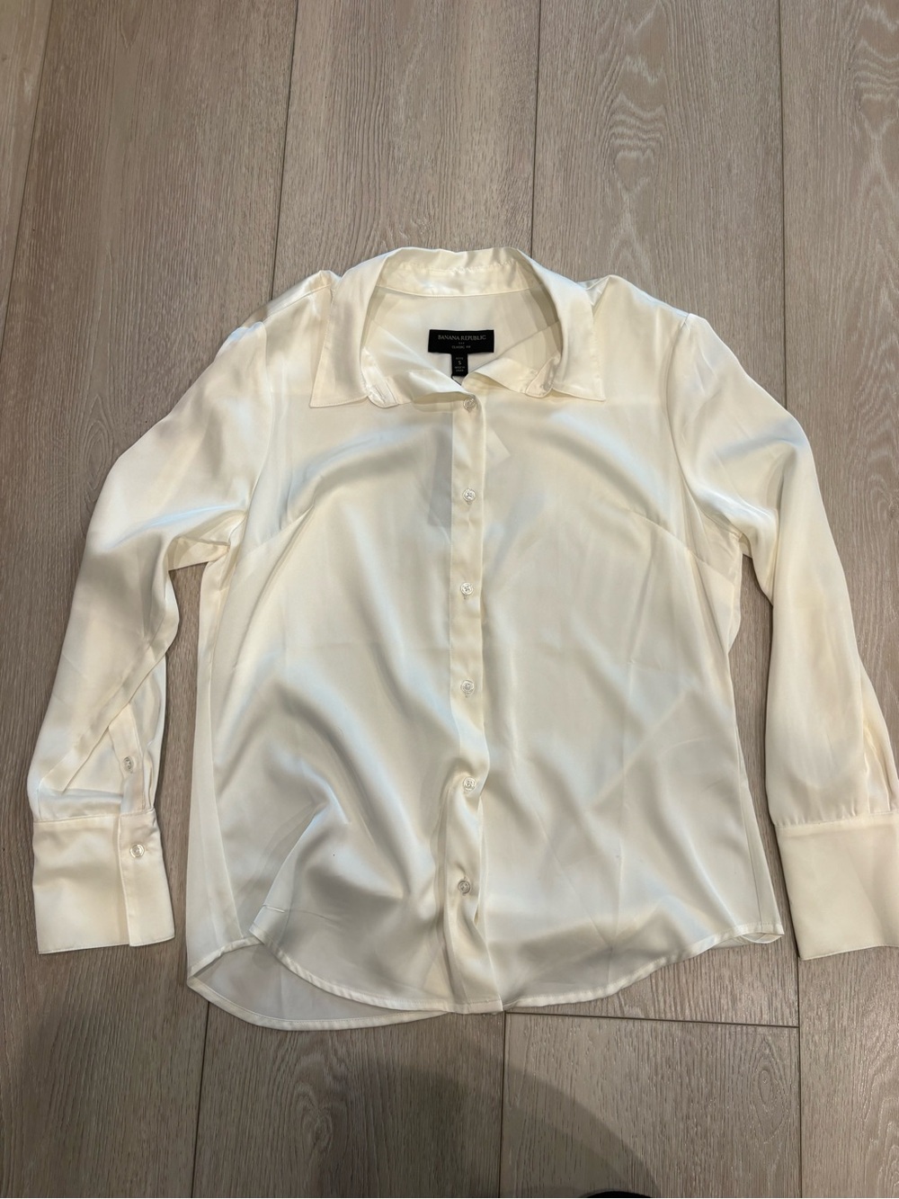 Banana Republic Satin Button Down Collared Blouse